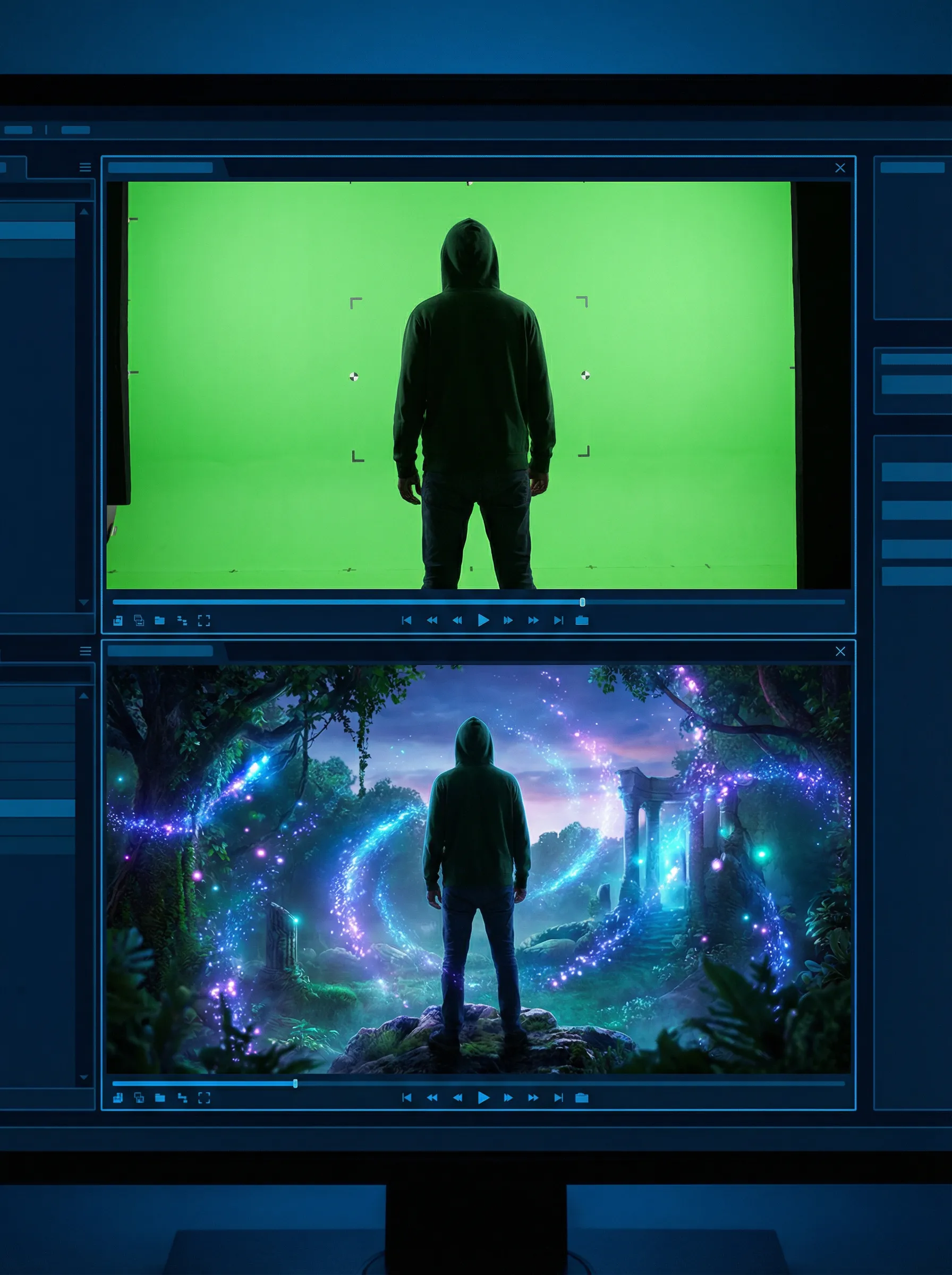 人妻视频 绿幕抠图合成 - 奇幻场景VFX特效